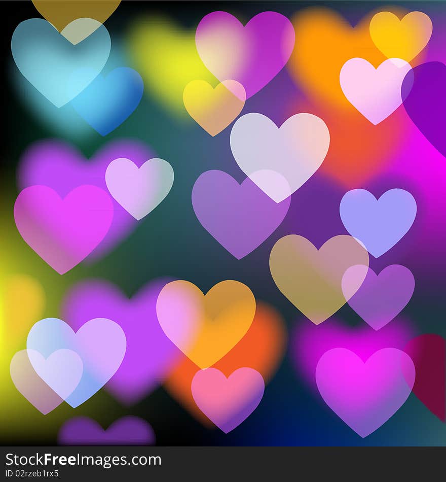 Abstract Colorful Vector Background With Hearts. Abstract Colorful Vector Background With Hearts