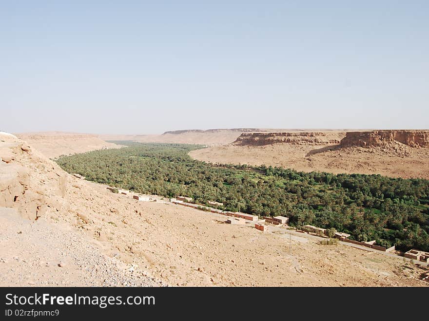 The Ziz river supplies this palmery with much needed water in southern Morocco. The Ziz river supplies this palmery with much needed water in southern Morocco