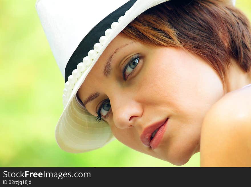 Face of a young girl being in nature