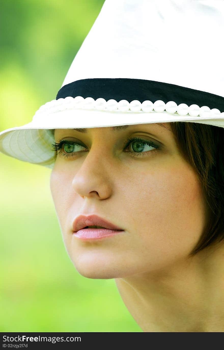 Face of a young girl being in nature