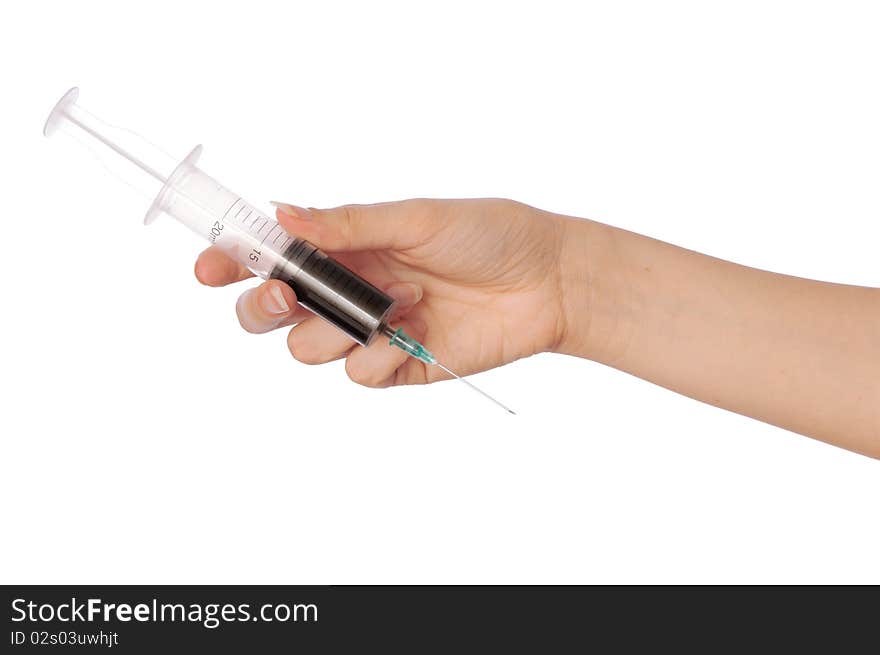 Sample of fractions of oil typed in a syringe for experiments. Sample of fractions of oil typed in a syringe for experiments