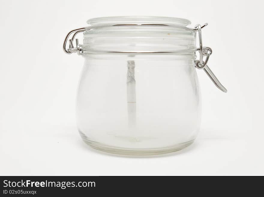 Smoking cigarette in a closed jar. Smoking cigarette in a closed jar