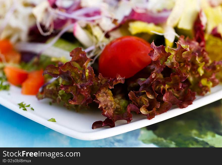 Close up , Fresh , mixed summer salad