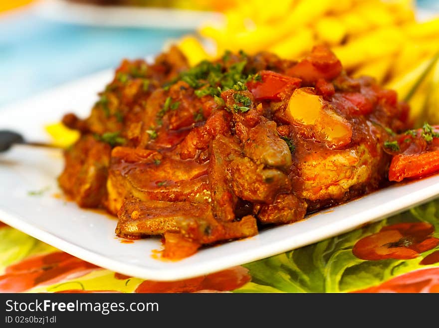 Grilled Steak with Stuffing of Goose - Liver,slice