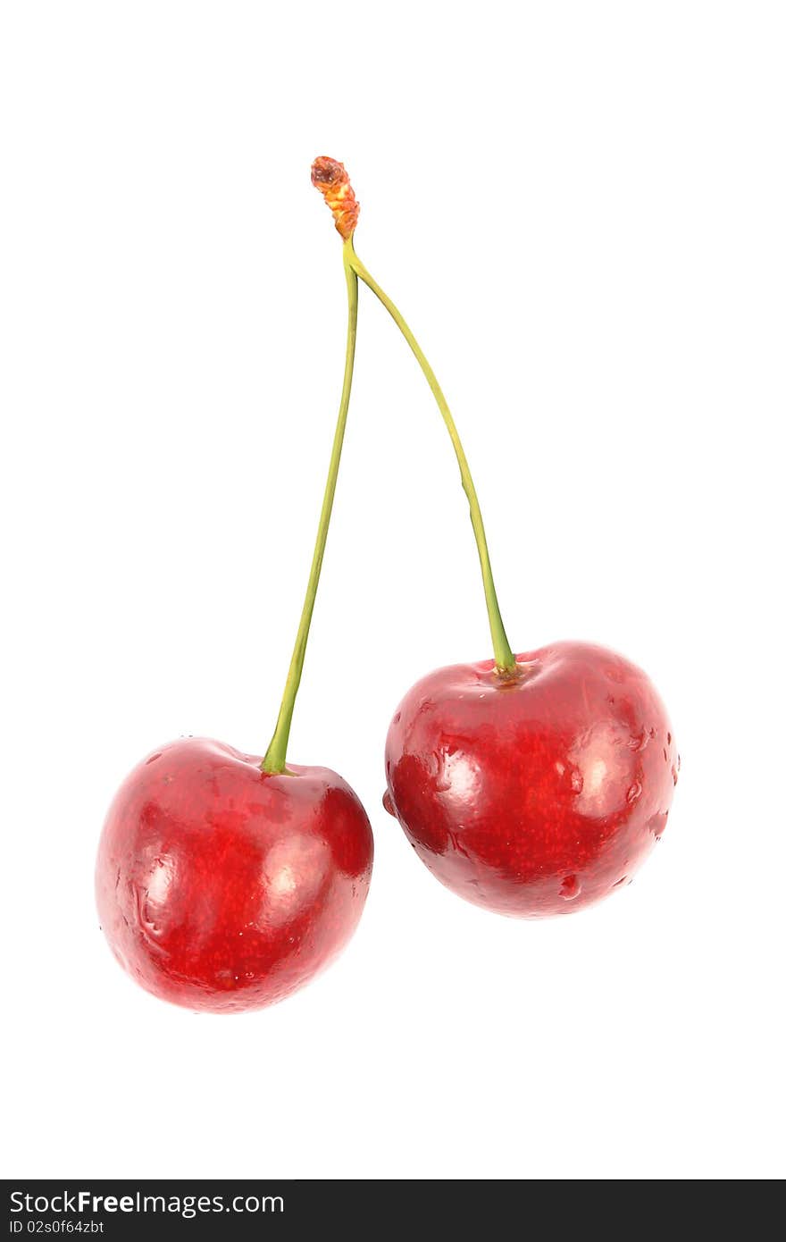 Ripe cherry on white background (isolated)