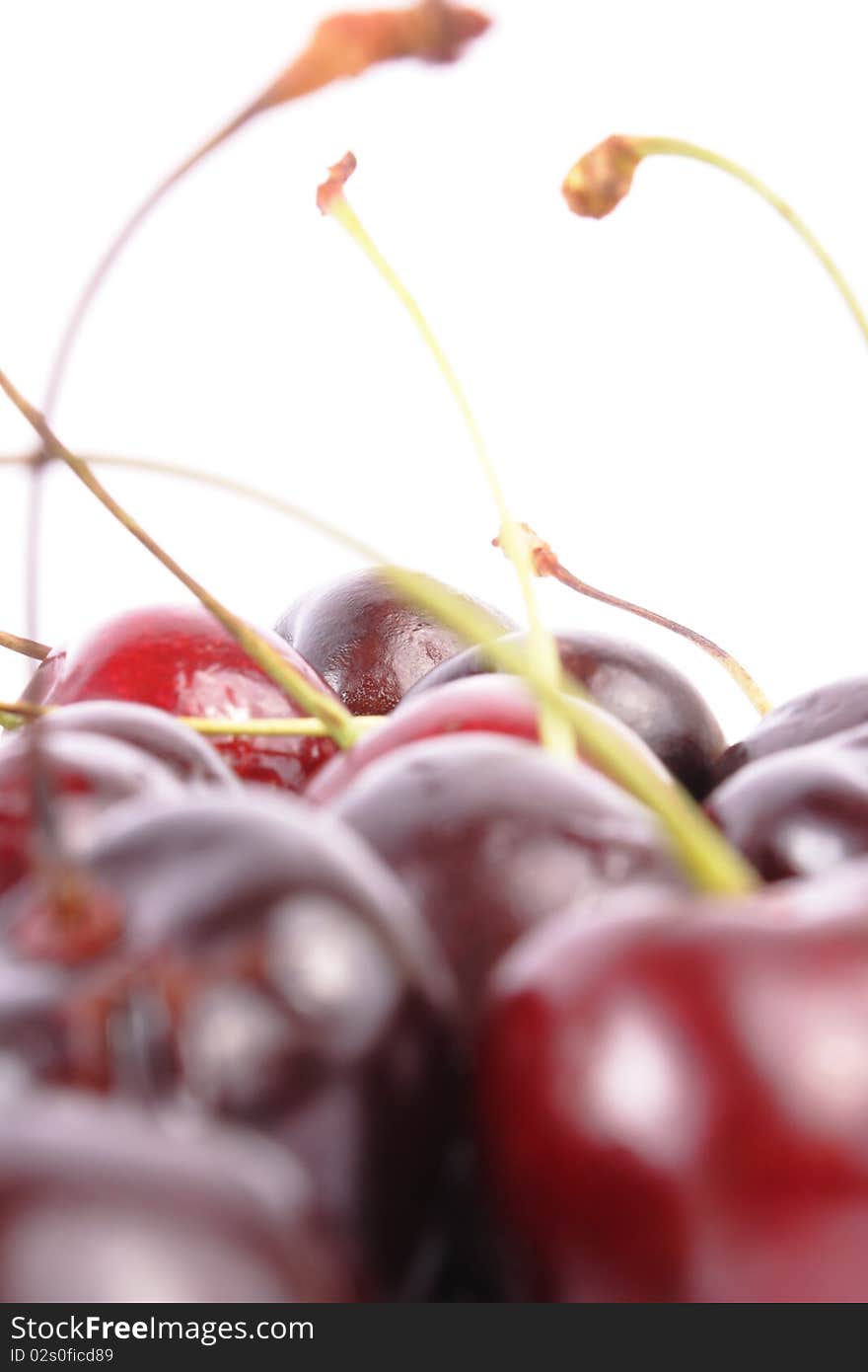 Ripe cherry on white background (isolated)