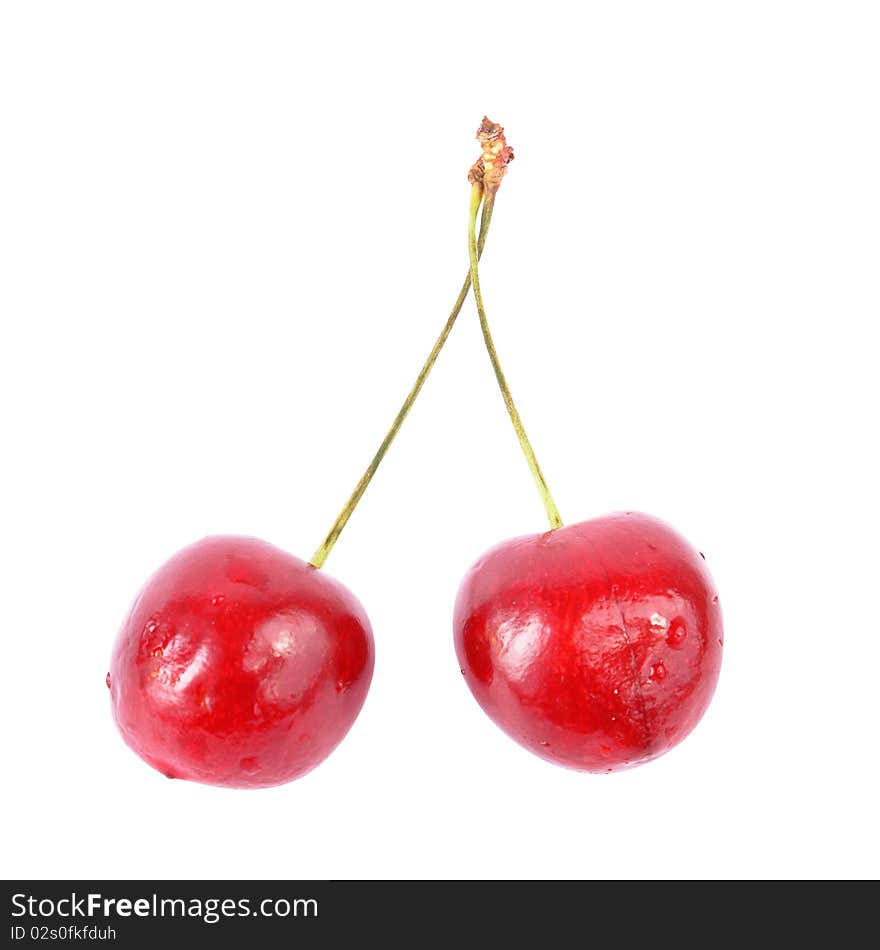 Ripe cherry on white background (isolated)