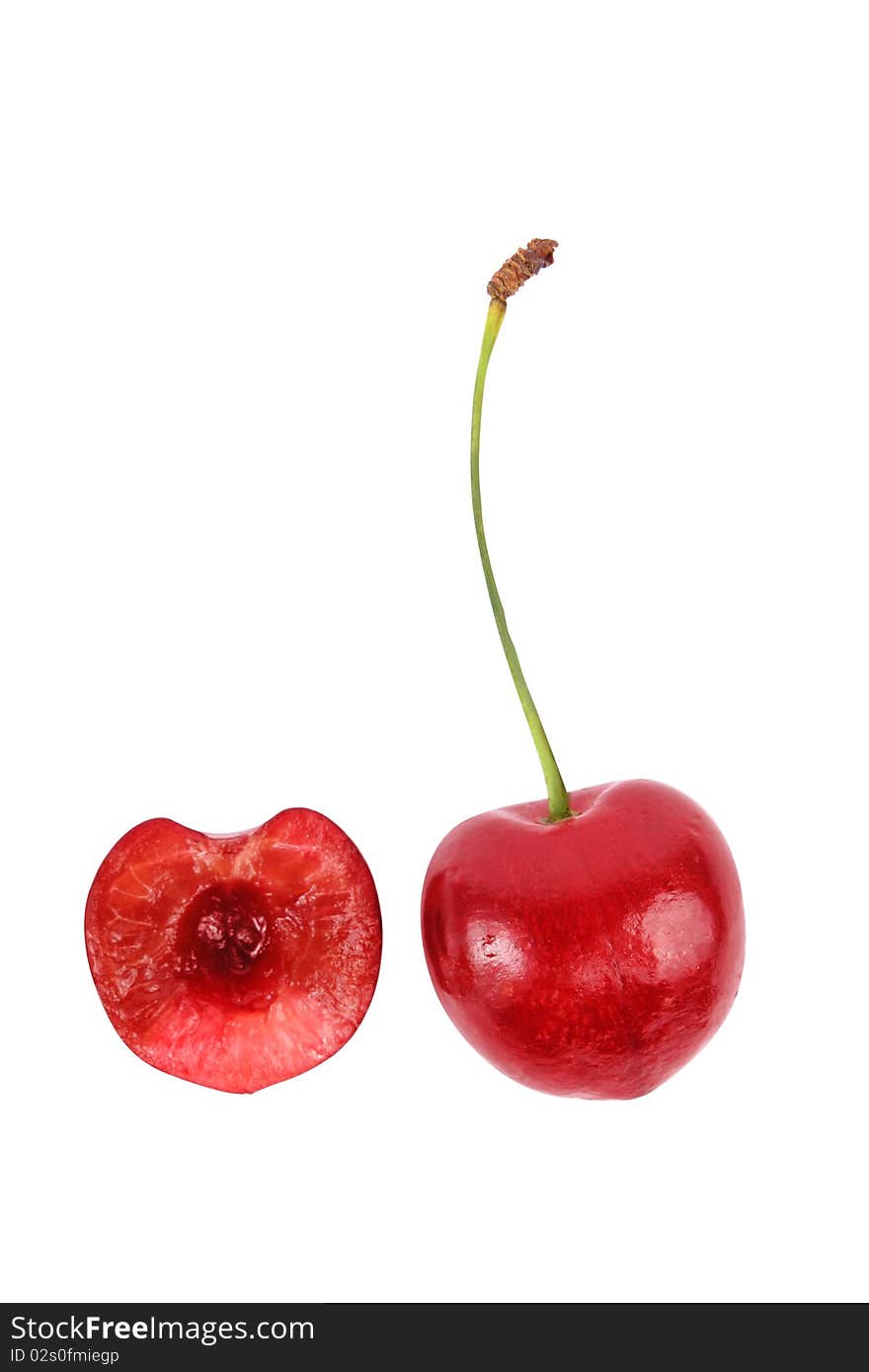 Ripe cherry on white background (isolated)