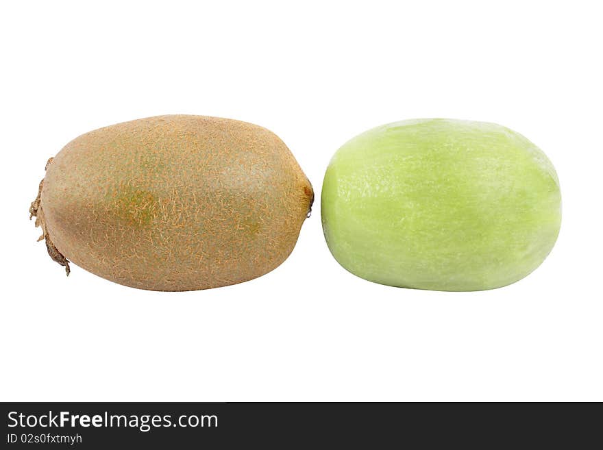 Ripe kiwi on white background (isolated, clipping path)