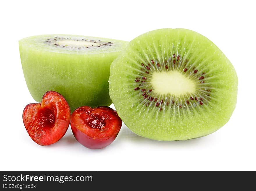 Ripe kiwi on white background (isolated, clipping path)