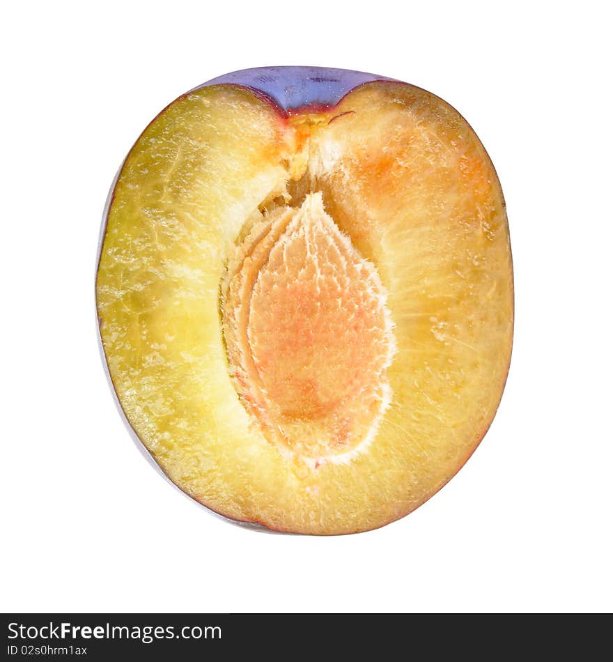 Ripe plum on white background (isolated, clipping path)