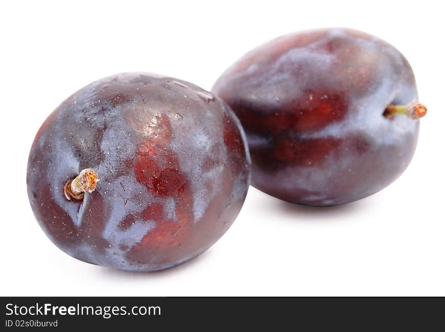 Ripe plum on white background (isolated, clipping path)