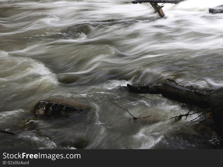 Water flows over rocks in park. Water flows over rocks in park