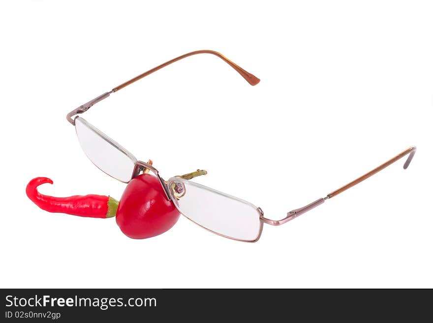 Two Red Chili Peppers With Reading Glases