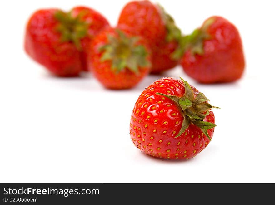 Ripe strawberry isolated on a white background