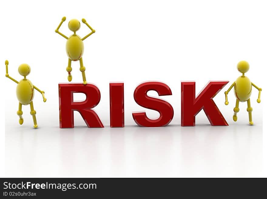 Digital illustration of risk concept in isolated background. Digital illustration of risk concept in isolated background