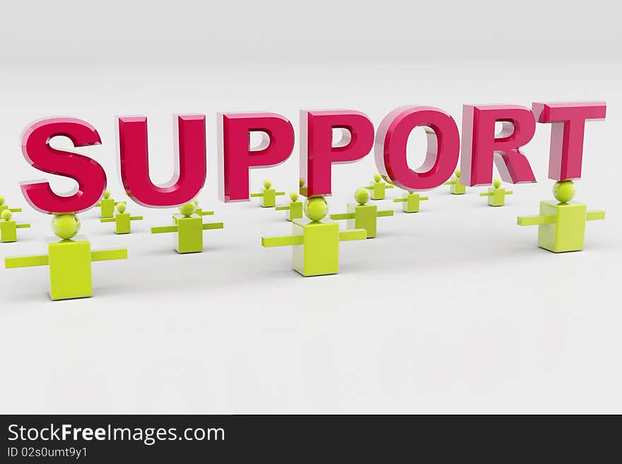 Digital illustration of support and business connection in isolated background