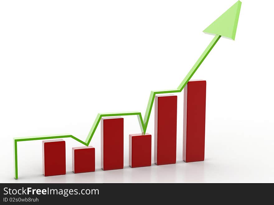 showing rise in business benefits or earnings 3d graph