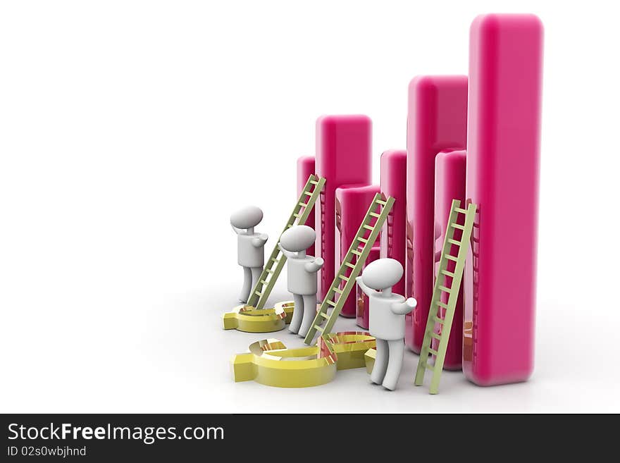 Graph and ladder with businessman