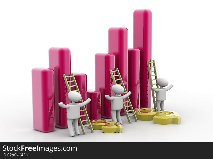 Graph and ladder with businessman