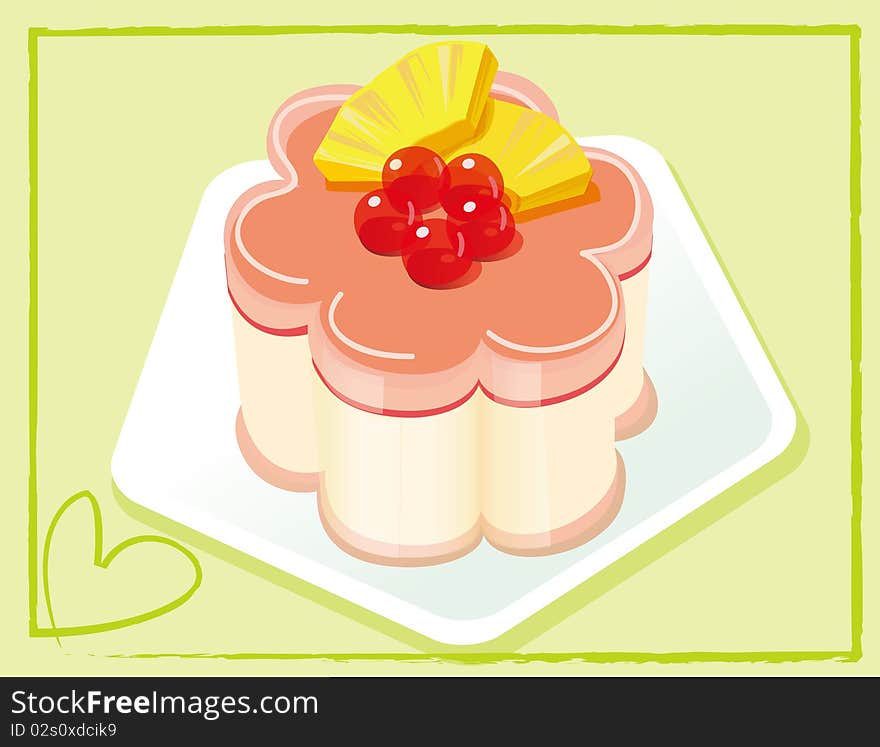 Cherry cake illustration A nice sunny day