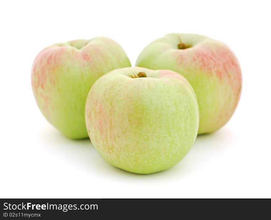 Three apples on white background