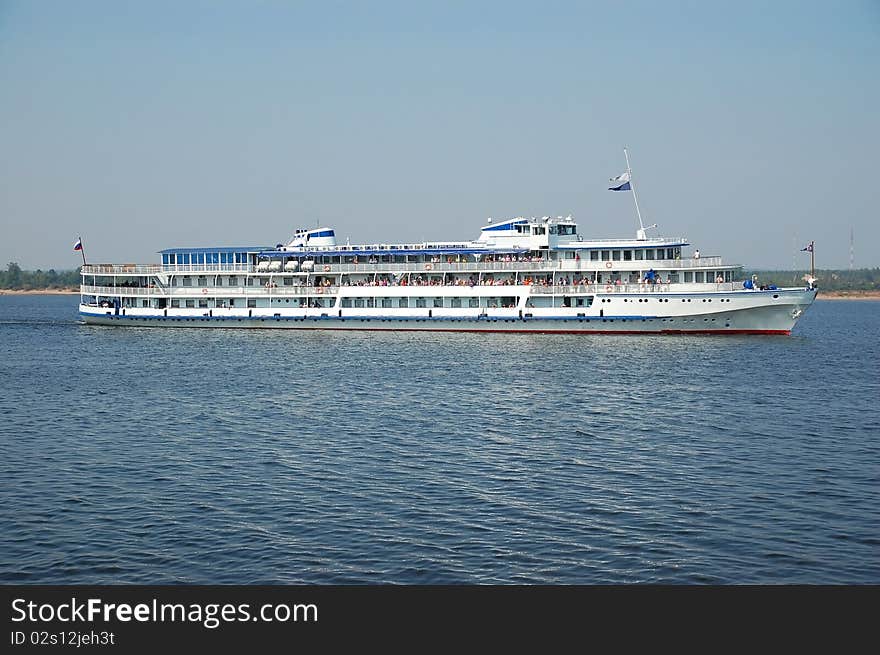 White river cruise boat on Kama river, Russia