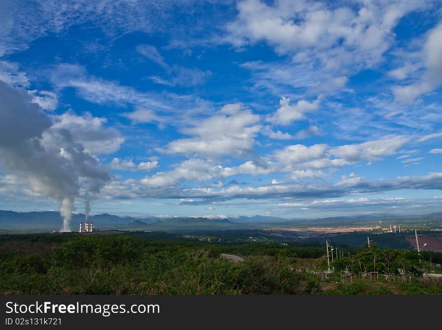 Smoke from electric plant, north of Thailand