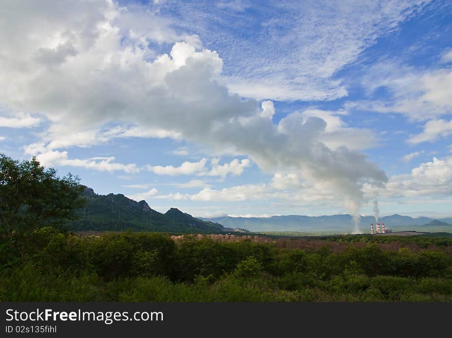 Smoke from electric plant, north of Thailand