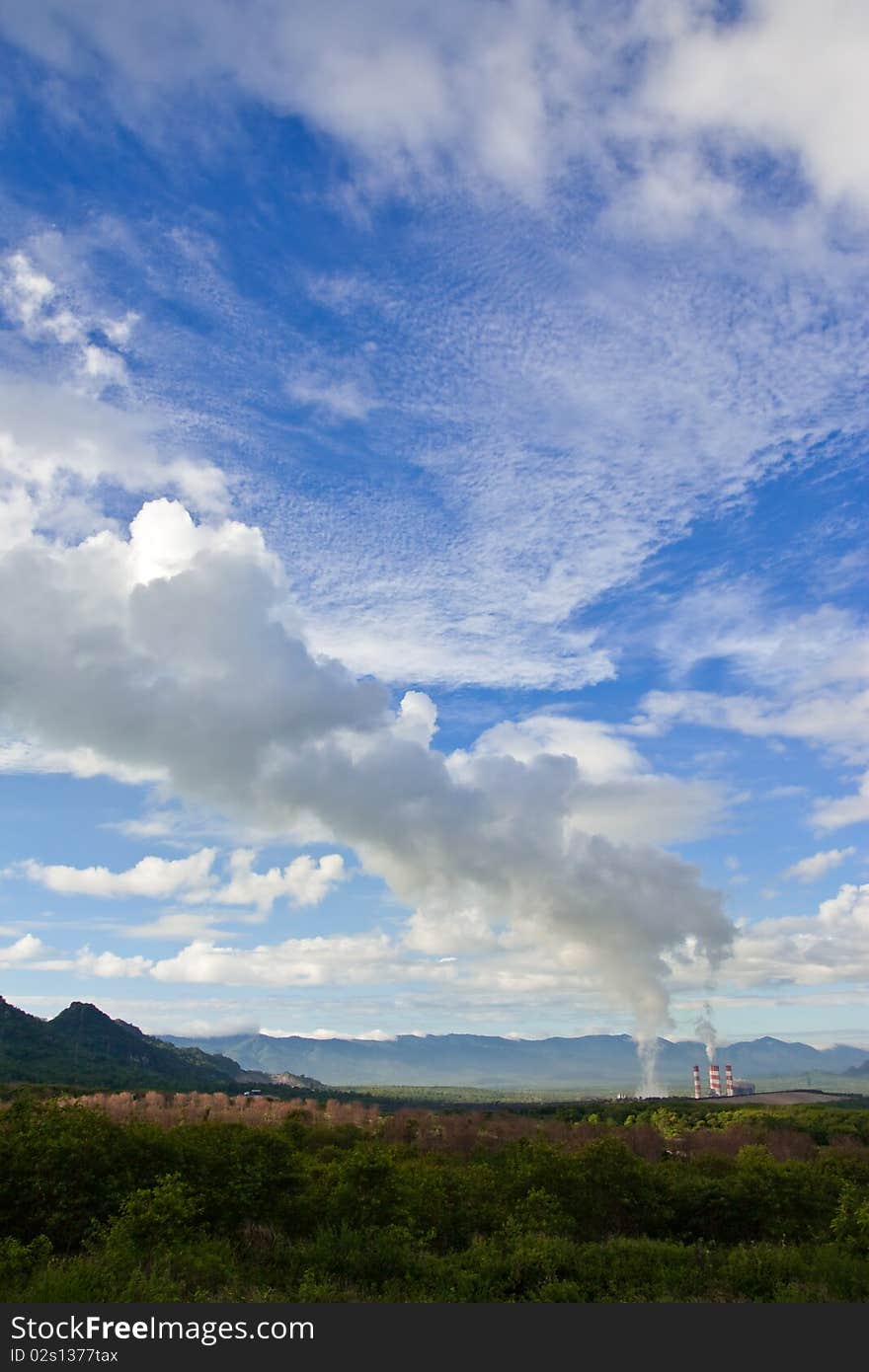 Smoke from electric plant, north of Thailand