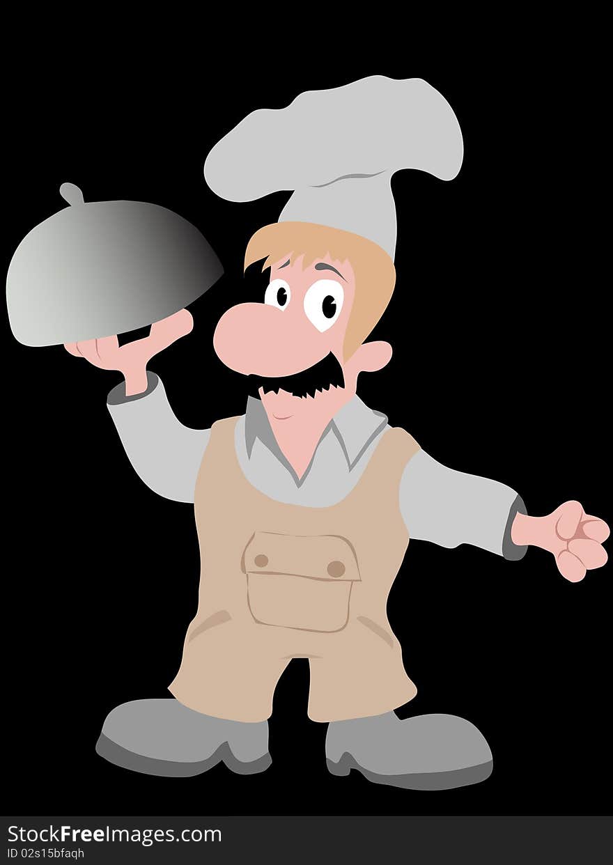 Funny chef ready to serve. Vector. Funny chef ready to serve. Vector