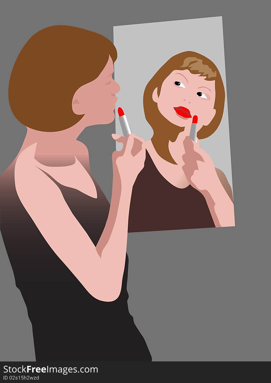 Lipstick in the mirror