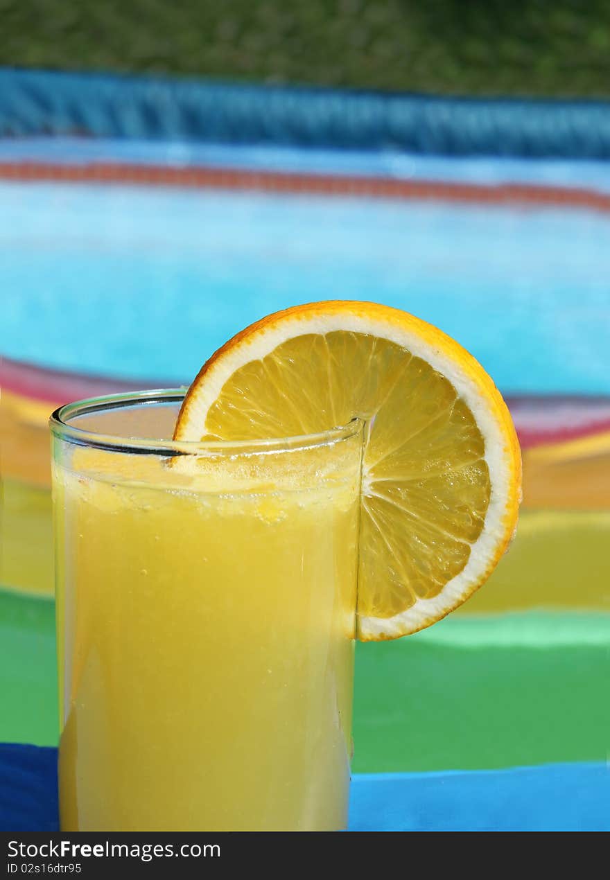 Summer drink in swimming pool