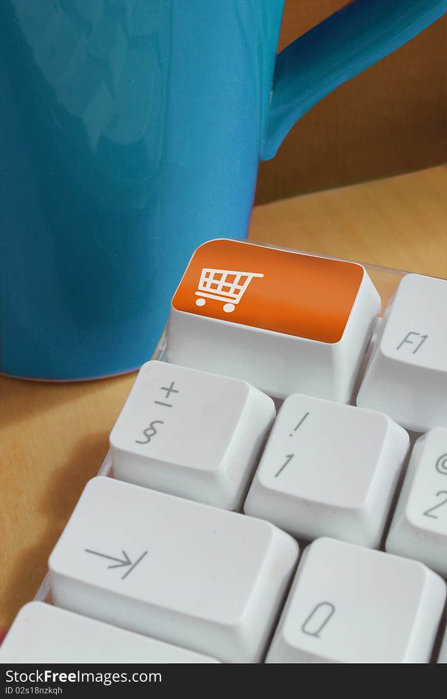 Shopping button on computer keyboard