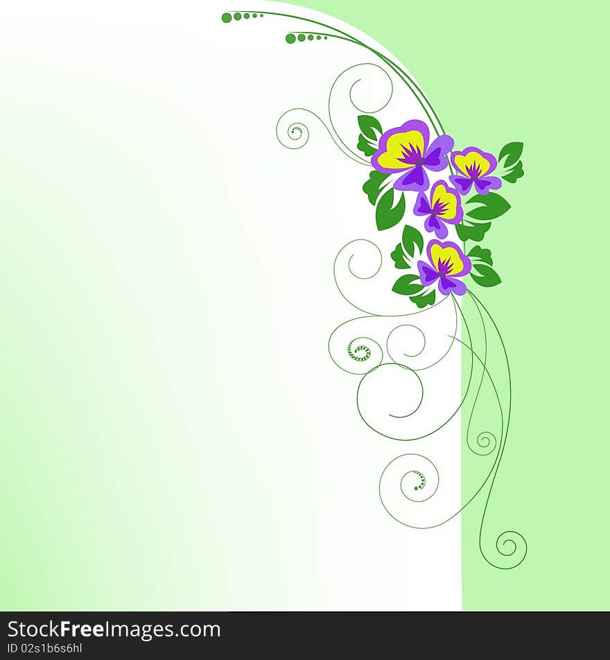 Purple floral on a background of green arch. Purple floral on a background of green arch