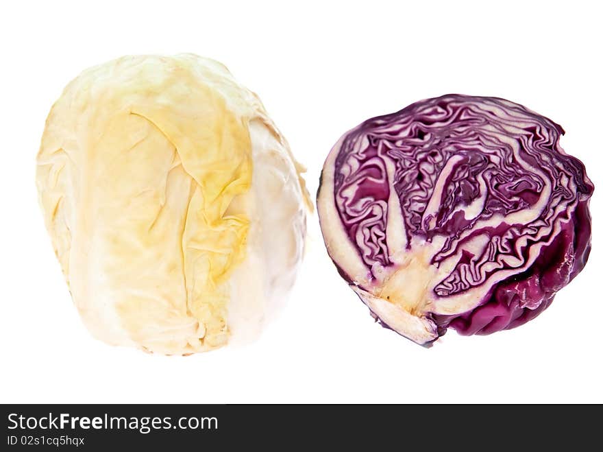 Fresh cabbages isolated on white background