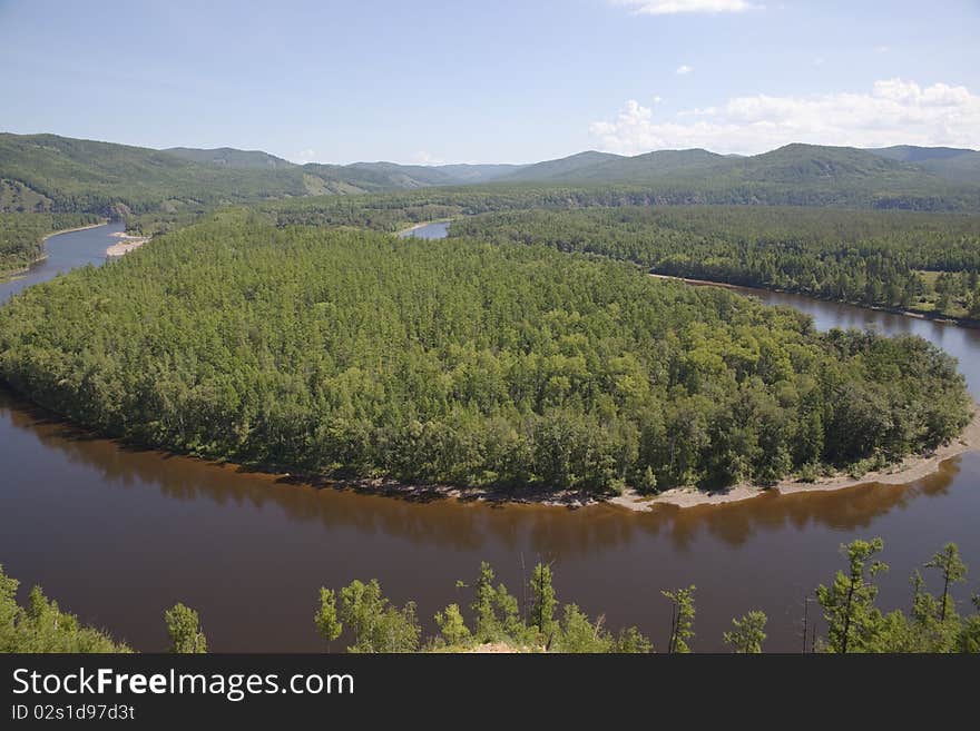 The omega shape river in summer. The omega shape river in summer