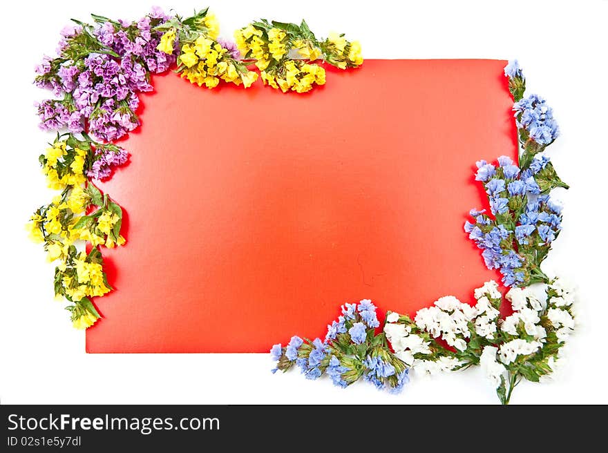 Red paper blank on white with flowers design. Red paper blank on white with flowers design