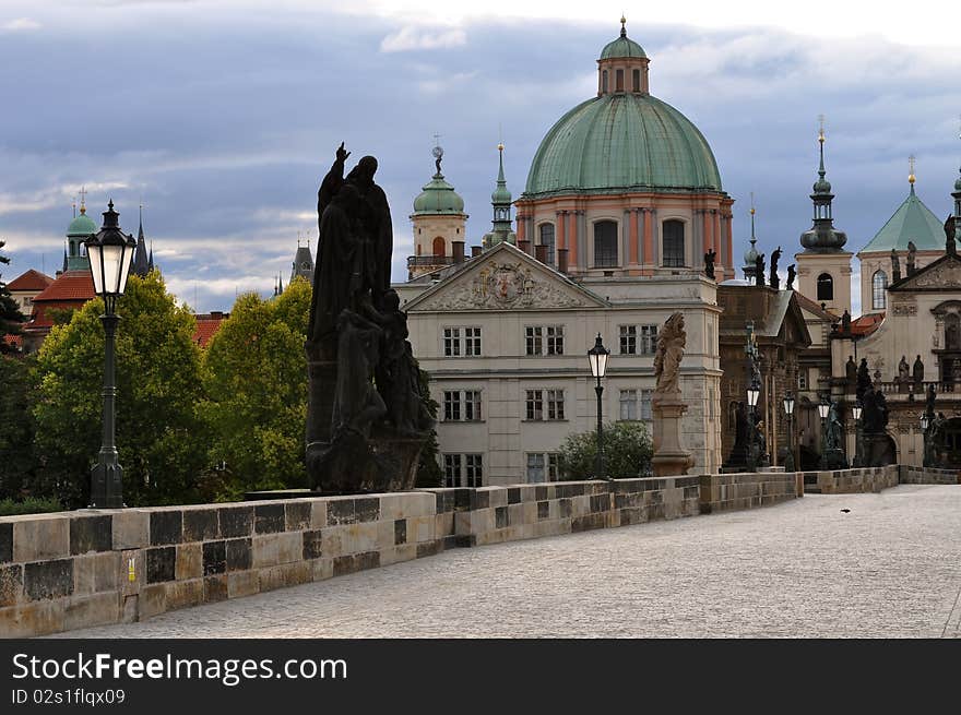 Charles Bridge in Prague during the sunrise, Czech Republic. Charles Bridge in Prague during the sunrise, Czech Republic.