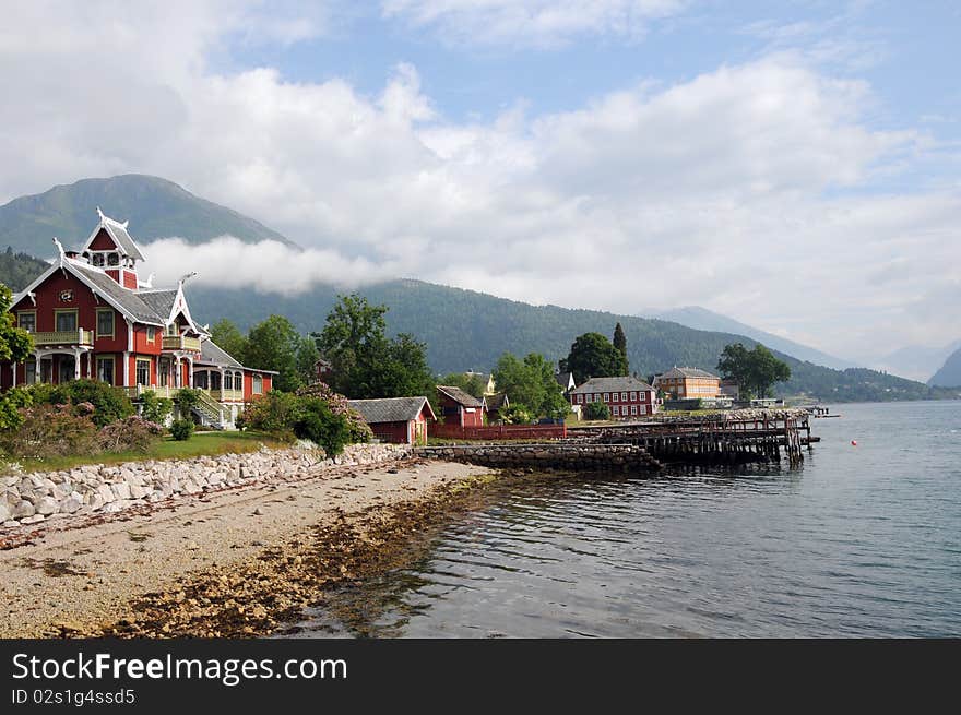 Shore of Sognefjord at Balestrand