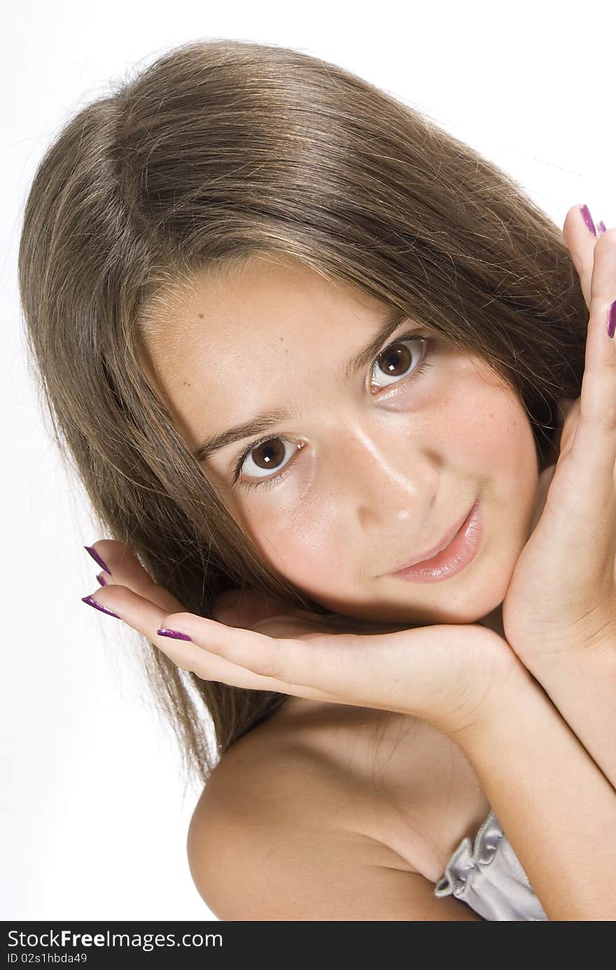 Portrait of a young girl in studio