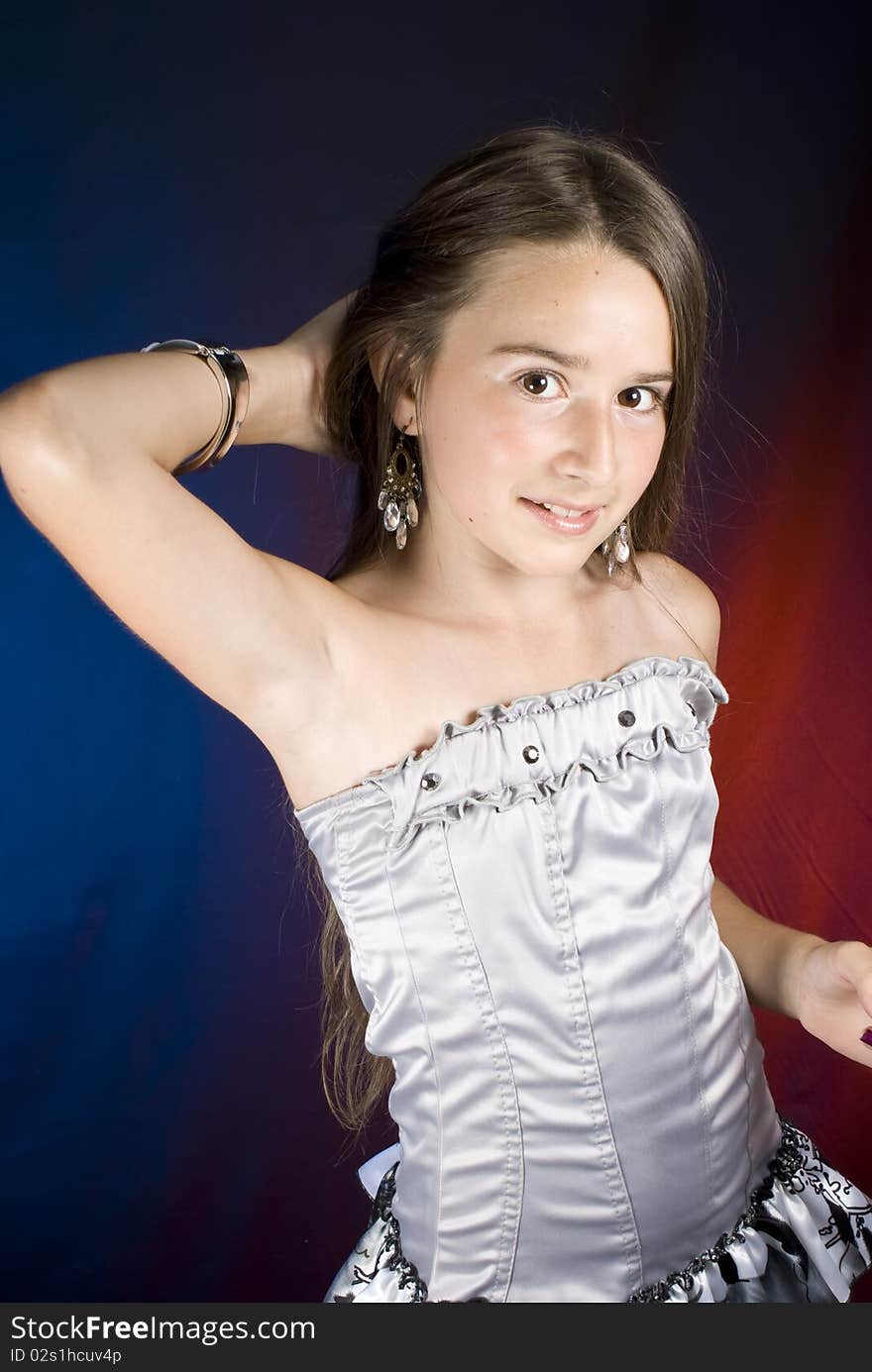 Young girl posing on studio