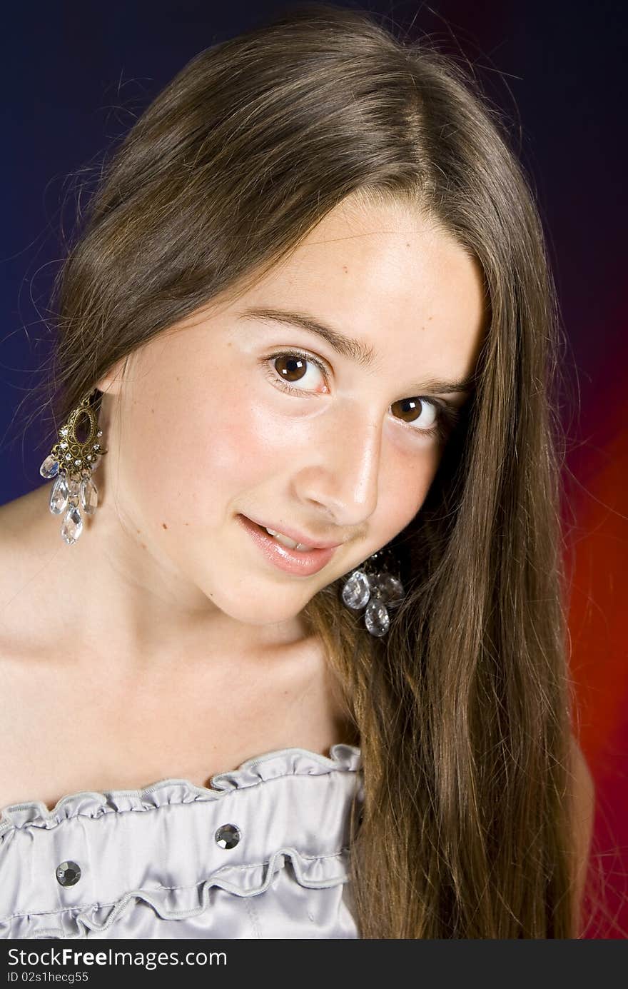 Portrait of a young girl in studio