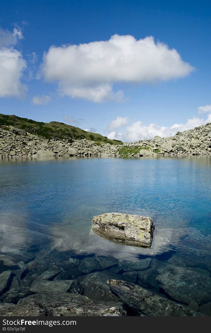 Lake Mandra just unde Great Parang peak on a sunny sumer day.

Parang Mountains are part of the Southern Carpathians, group-Sureanu-Lotru Parang Mountains, the largest size of Romania's mountain massifs. From east to west is approximately 50 km and from north to south about 25 km.

Parang Mountains are bounded to the west of the Jiu Valley and east of the river and river Oltet River. To the north. Lake Mandra just unde Great Parang peak on a sunny sumer day.

Parang Mountains are part of the Southern Carpathians, group-Sureanu-Lotru Parang Mountains, the largest size of Romania's mountain massifs. From east to west is approximately 50 km and from north to south about 25 km.

Parang Mountains are bounded to the west of the Jiu Valley and east of the river and river Oltet River. To the north