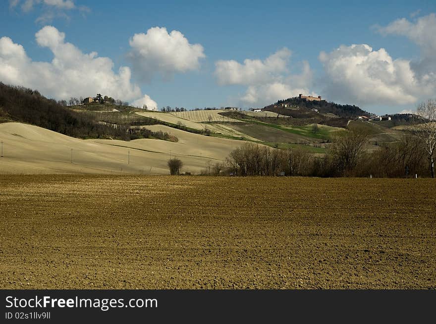 View of the hills of Montalto Pavese, oltrepo. View of the hills of Montalto Pavese, oltrepo