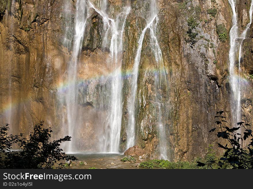 Rainbow in Plitvice park from Croatia