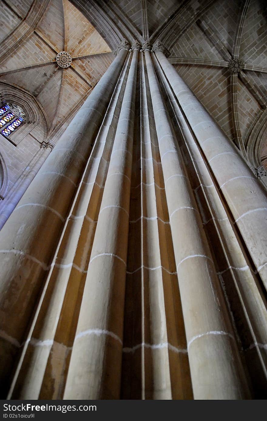 Gothic pilon inside Batalha Monastery, Portugal