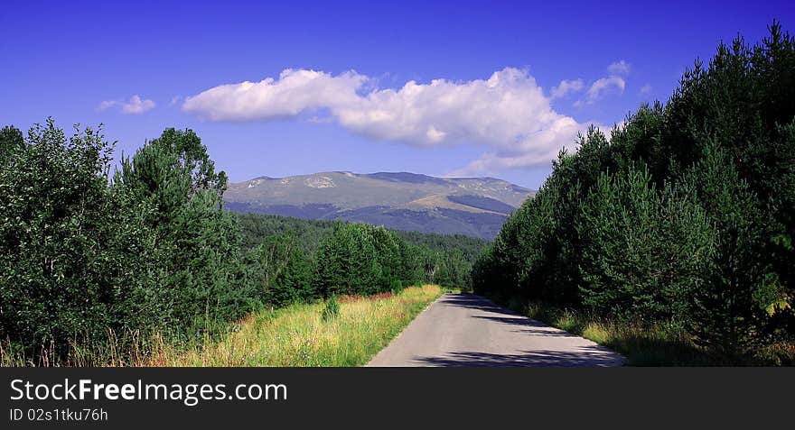 Road leading to a mountain in Bulgaria, Sofia