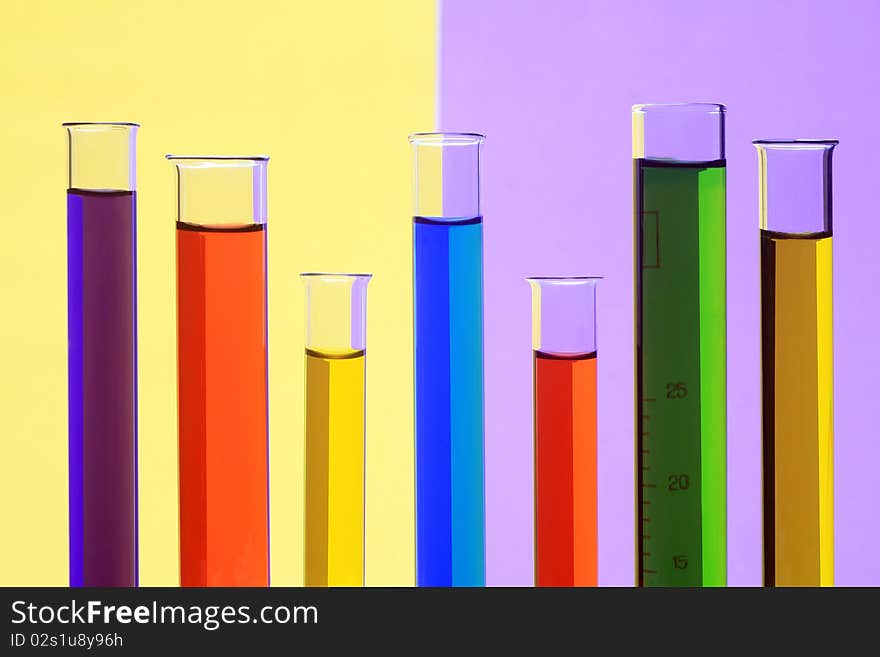 Laboratory Test Tubes With A Chemical Liquid