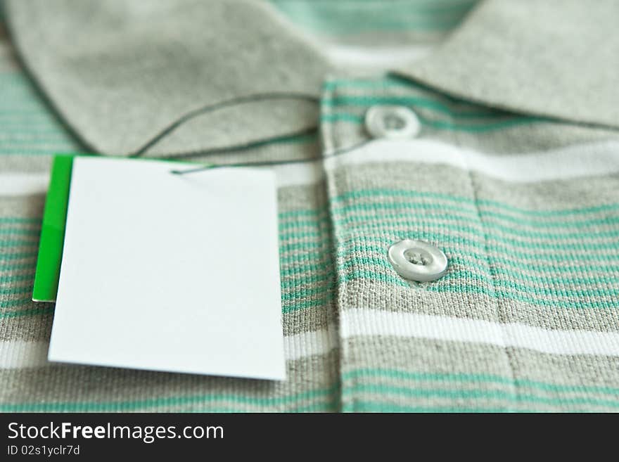 White label of new man's shirt. White label of new man's shirt